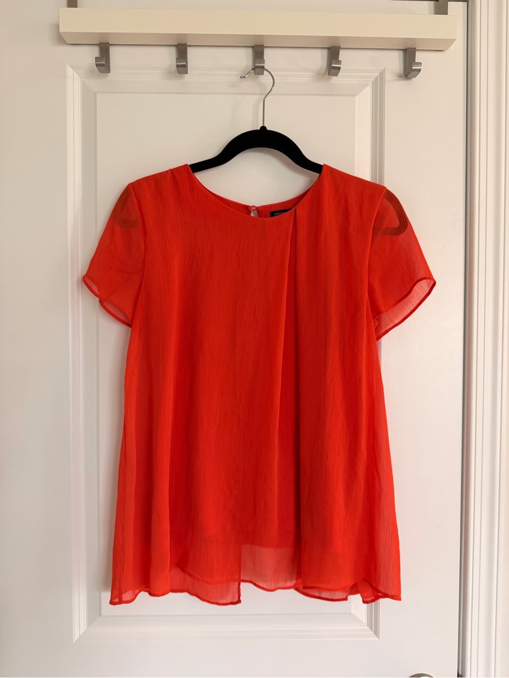 Ann Taylor Bright Orange Short-Sleeve Blouse